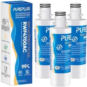 PUREPLUS ADQ747935 Replacement for LG LT1000P, Kenmore 9980, LT1000, LT1000PC, MDJ64844601, ADQ74793501, ADQ74793502, LMXS28626S, LMXS30796S, Refrigerator Water Filter, Model: RWF4700AC, 3Pack