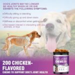 Glucosamine for Dogs 200pcs Joint Support Supplement Dog Hip and Joint Chondroitin Chews Treats with MSM Hemp Dog Joint Pain Relief Mobility Supplements Chicken Flavor Fit All Large Small Medium Breed - Image 6