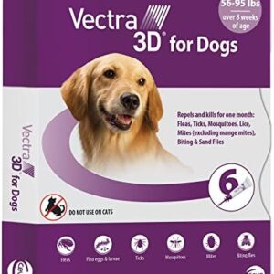 Vectra 3D for Dogs Flea, Tick & Mosquito Treatment & Prevention for Large Dogs (56 to 95 lbs) , 6 month supply