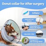 2-in-1 Inflatable Dog Cone Collar with Detachable Anti-Licking Shield, Soft Adjustable Elizabethan Collar for Dogs After Surgery (M, Grey) - Image 4