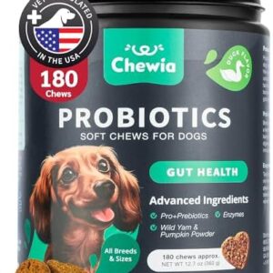 Probiotics for Dogs Gut Health, Digestion, Immunity, Yeast Balance, Itchy Skin, Allergies Support - Dog Probiotic Chews with Digestive Enzymes for Gut Flora- Soft Treats with Pumpkin and Yeast Powder