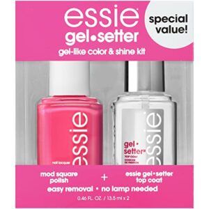 essie Gel Couture Nail Polish Kit, Hot Pink Nail Polish + Top Coat, Mod Squad, 0.46 oz each
