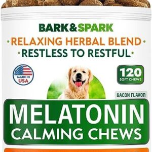 (Extra Strength) Calming Melatonin for Dogs Sleep - 6mg Dog Melatonin Chews for Small & Large Dogs, Puppy Melatonin Treats - Calming Aid for Dogs - Medium Doggie Sleeping Pills - 120 Treats