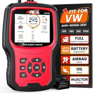 ANCEL VD700 OBD2 Diagnostic Code Reader Scan Tool Fit for Volkswagen Audi VW Skoda Seat, All Functions OBD11 Scanner for VAG Vehicles with Battery Registration EPB Reset (Upgraded VD500)