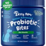 Zesty Paws Probiotics for Dogs - Digestive Enzymes for Gut Flora, Digestive Health, Diarrhea & Bowel Support - Clinically Studied DE111 - Dog Supplement Soft Chew for Pet Immune System - Adv, 90ct