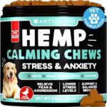 Hemp Calming Chews for Dogs - Dog Calming Chews - Dog Anxiety Relief Treats with Hemp Oil, Turmeric, Valerian, Ginger - Health and Wellness Supplements for Dogs - Hip and Joint Support - 120 Treats