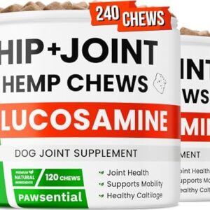 Advanced Hemp Hip & Joint Supplement for Dogs - Glucosamine for Dogs - Dog Joint Pain Relief Treats - Chondroitin Turmeric MSM Hemp Oil - Hemp Treats for Joint Health - Senior Mobility Support Chew