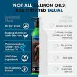 Salmon Oil | Unscented Pharmaceutical Grade | 1118mg of Omega-3 per teaspoon | Liquid Food Supplement For Dogs and Cats | BPA-Free Brushed Aluminum Epoxy coated Bottle with Pump 8.75oz - Image 2
