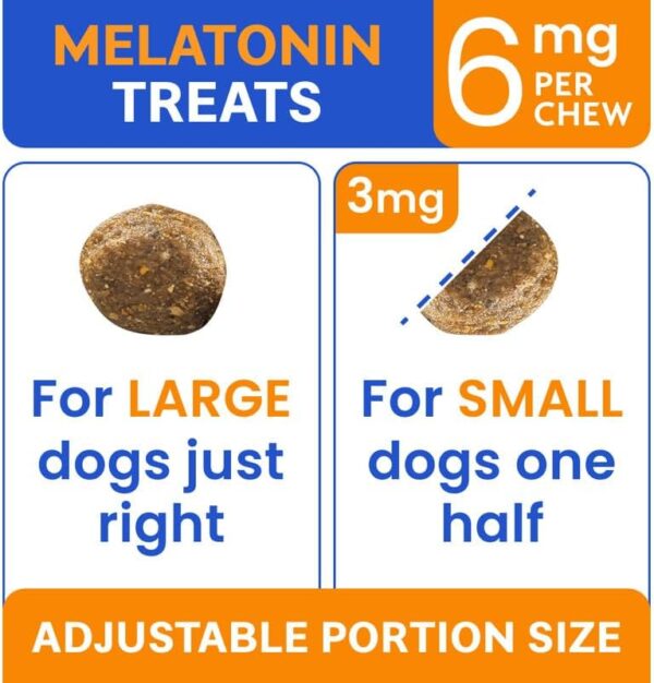 (Extra Strength) Calming Melatonin for Dogs Sleep - 6mg Dog Melatonin Chews for Small & Large Dogs, Puppy Melatonin Treats - Calming Aid for Dogs - Medium Doggie Sleeping Pills - 120 Treats - Image 4
