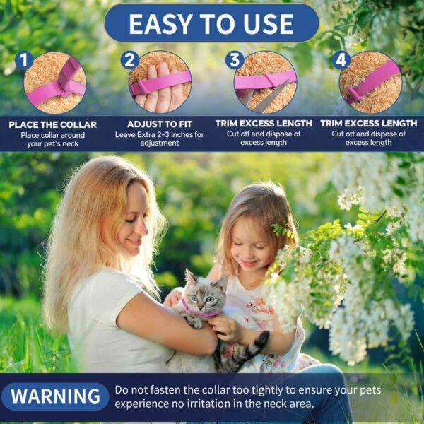 4 Pack Flea Collar for Cats, 32 Months Flea and Tick Prevention for Cats, Waterproof Cat Flea Collar, Natural Cat Flea and Tick Treatment, Adjustable Flea and Tick Collar for Cats Kittens(Pink&Purple) - Image 8