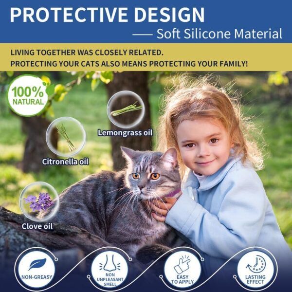 4 Pack Flea Collar for Cats, 32 Months Flea and Tick Prevention for Cats, Waterproof Cat Flea Collar, Natural Cat Flea and Tick Treatment, Adjustable Flea and Tick Collar for Cats Kittens(Pink&Purple) - Image 5