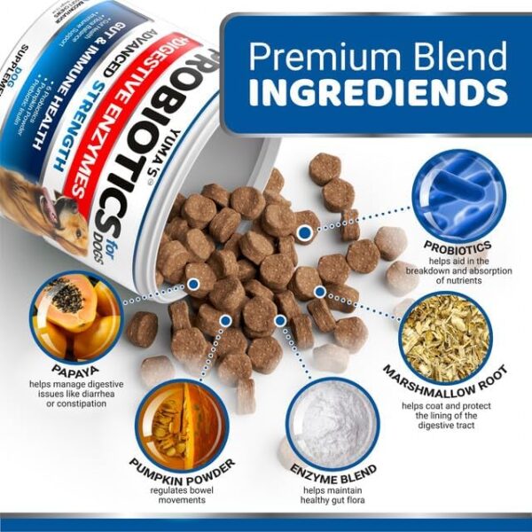 Probiotics for Dogs and Digestive Enzymes - 170 Dog Probiotics Chews - Dog Probiotic - Anti Diarrhea, Upset Stomach & Gas Relief, Canine Prebiotic - Pet Fiber Supplement - Bacon Flavor - Image 3